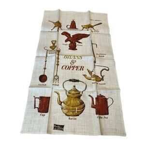 Vintage KayDee Pure Linen Brass and Copper Kitchen Tea Towel John L. Gierocj